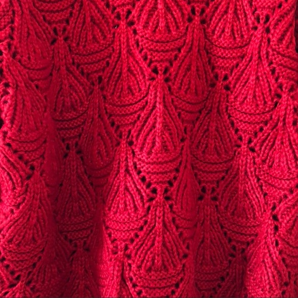 Goodnight Macaroon Holiday Turtleneck Eyelet Red Sweater - Picture 3 of 3